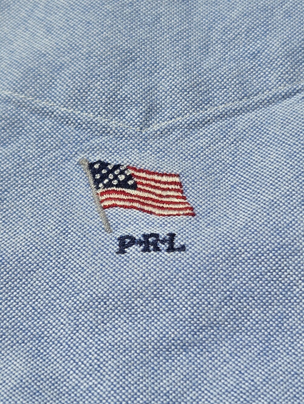 Ralph Lauren Oxford Shirt Men's Large Blue American Flag Embroidered Button Down - Picture 3 of 8